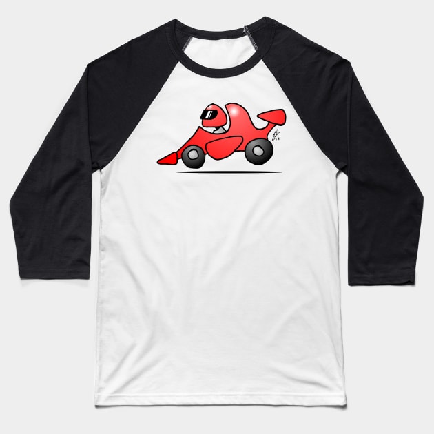 Red race car Baseball T-Shirt by Cardvibes